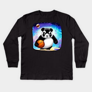 Big Panda Play Basket on Mars Kids Long Sleeve T-Shirt